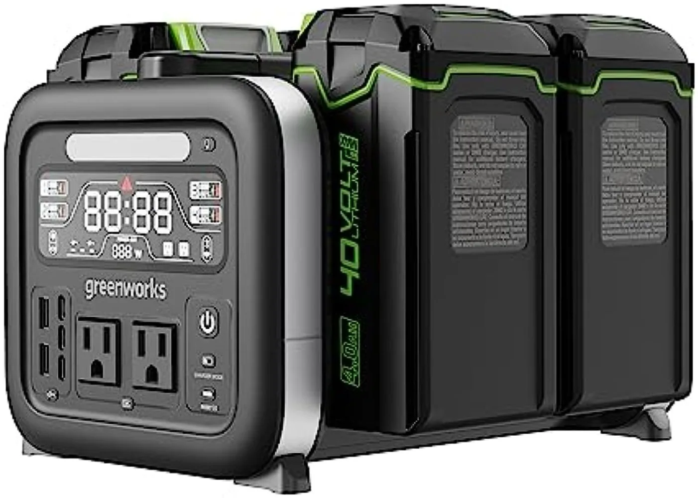 

Greenworks 40V 500W Portable Power Station, 4-Slot Inverter, 2 AC Outlets,5 USB Ports, Smart APP Control Power Generator,Outdoor