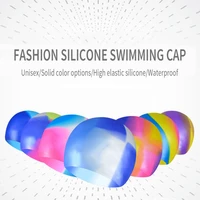 adults swimming caps men women elastic silicon swimming pool hat colorful long hair waterproof bathing cap ultrathin diving hat