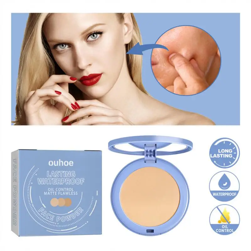

Natural Oil-control Stay-Matte Pressed Powder Long-lasting Waterproof Anti-transfer Face Powder Cake Light Breathable Powder