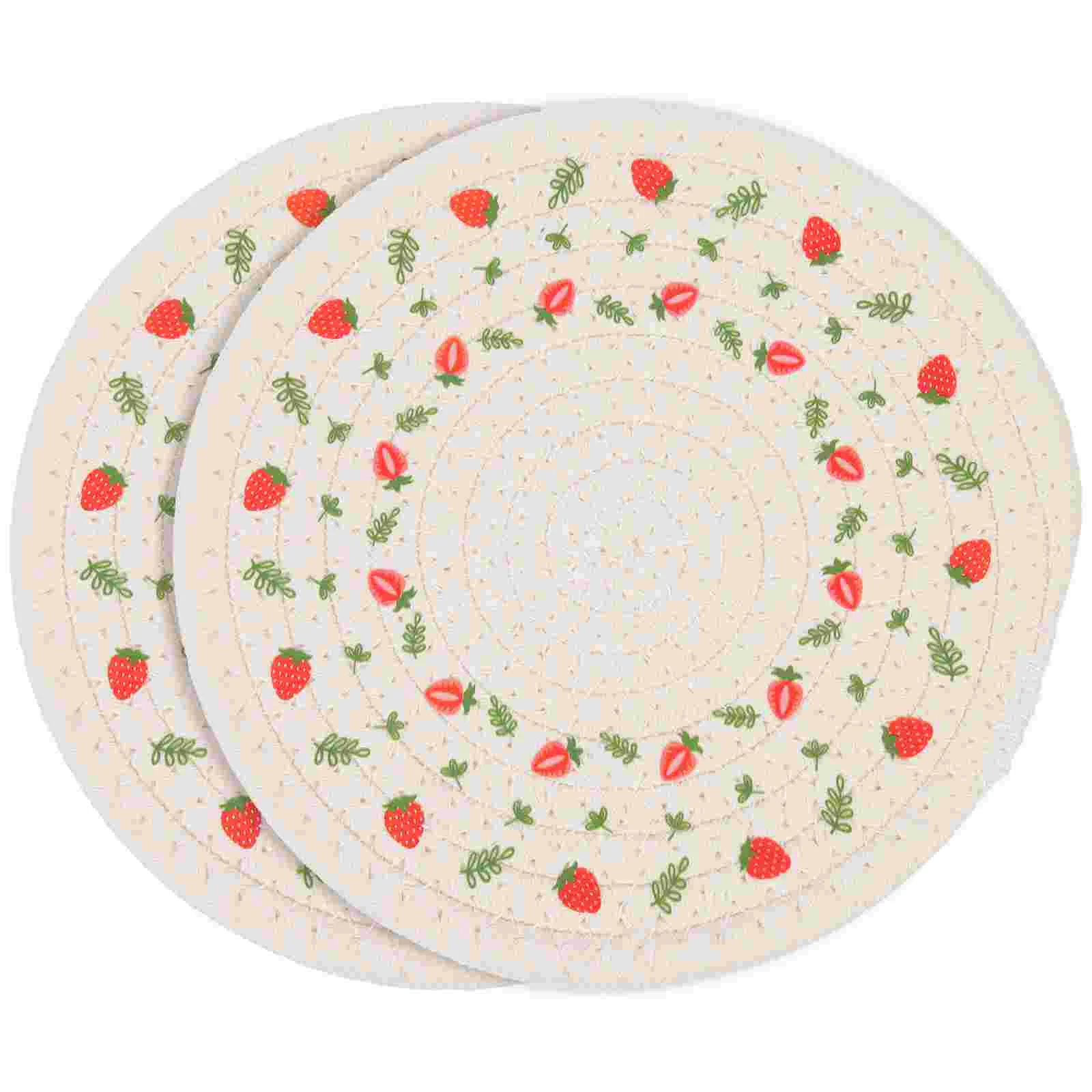 

2Pcs Cotton Rope Woven Placemat Decorative Place Mat Round Shape Placemat Dining Table Decor
