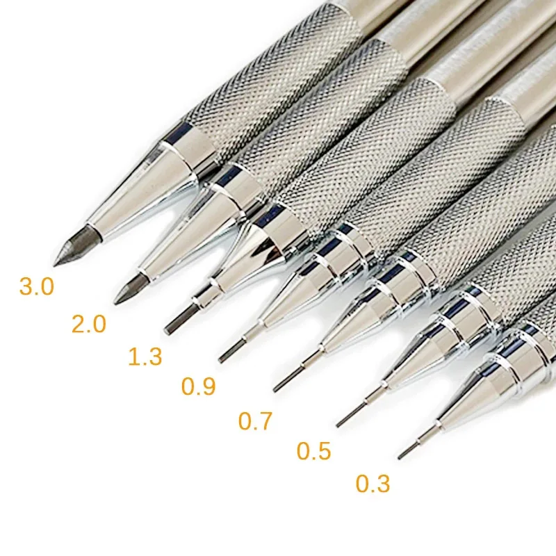 

0.3 0.5 0.7 0.9 1.3 2.0mm Metal Mechanical Pencil Set Art Drawing Painting HB Automatic Pencil with Leads Office School Supply
