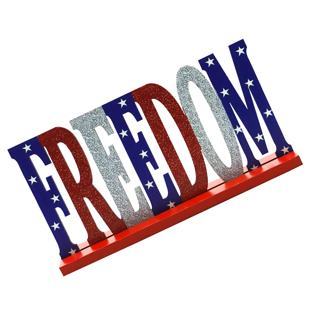

Table Day Sign Wooden Independence Signs Wood Decoration Decor Freedom Letter Memorial Centerpiece Patriotic 4Th July Tabletop