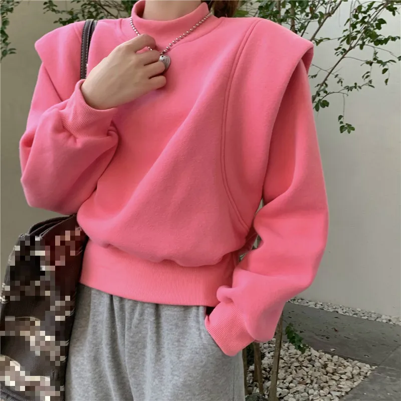 Свитшот Ezgaga женский уличный модный плотный однотонный корейский топ с круглым