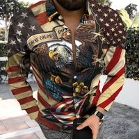 mens shirts american flag eagle 3d printed casual shirts spring autumn mens long sleeve shirts fashion streetwear
