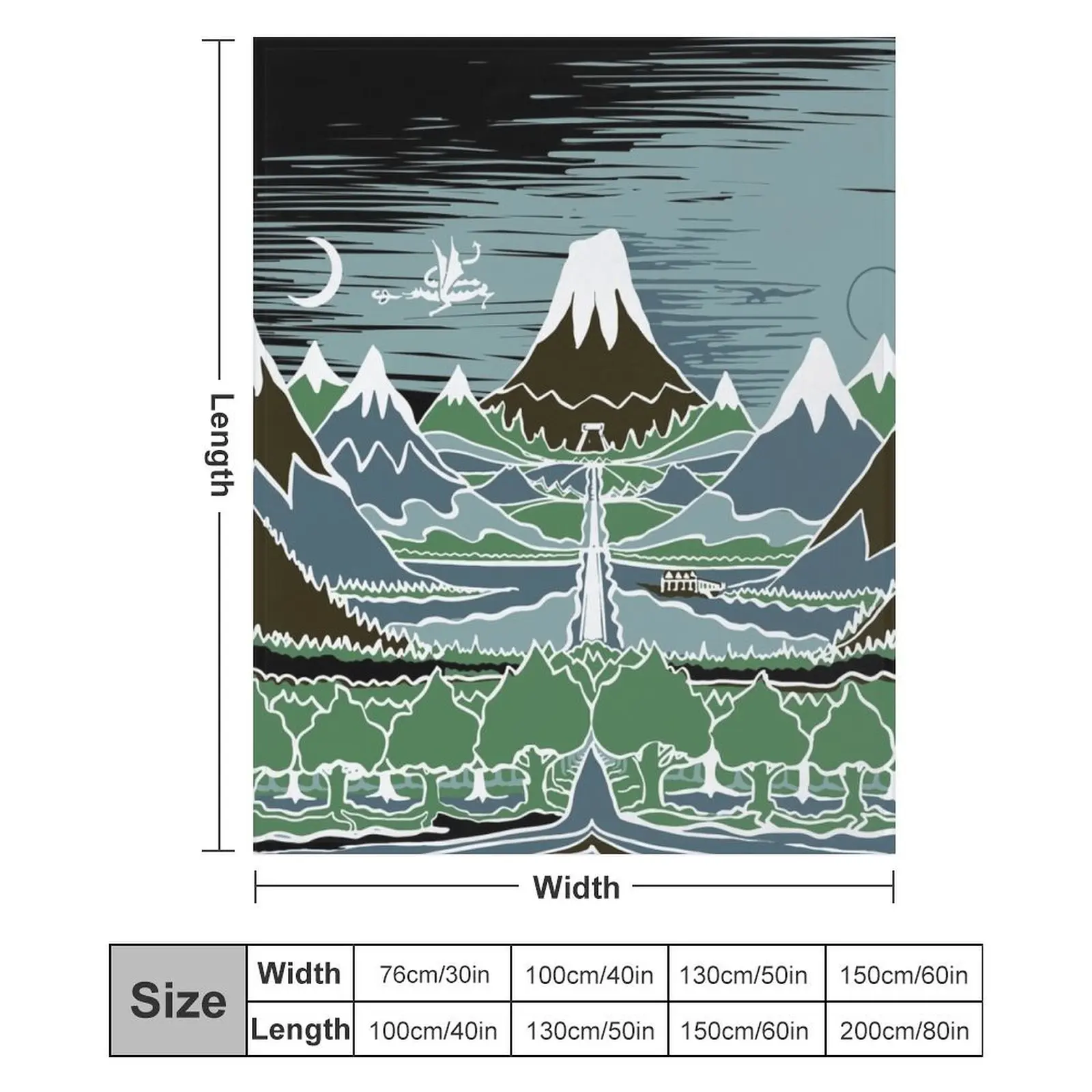 Путешествие Halflings по горной тропе через эльфийское дерево в стиле J.R.R.Tolkien Throw Blanket