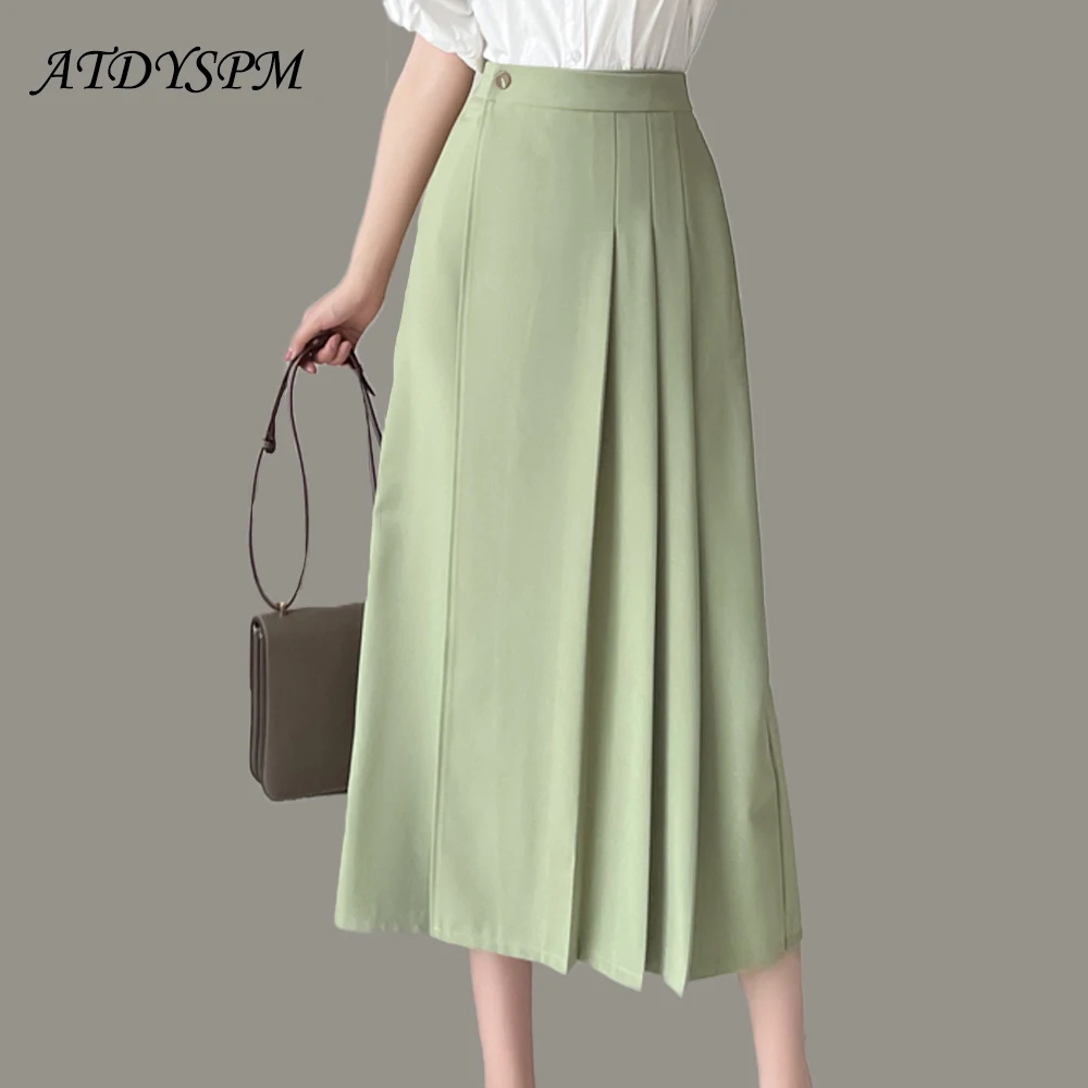 

High Waist Women Career Skirts New Arrival 2023 Korean Fashion Irregular Pleated All-Match Ladies Elegant A-line Long Skirts