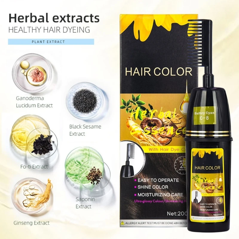 200ml Black Dyed Shampoo Black Hair Dye Herbal Ingredient Ginger Ganoderma Drop Shipping