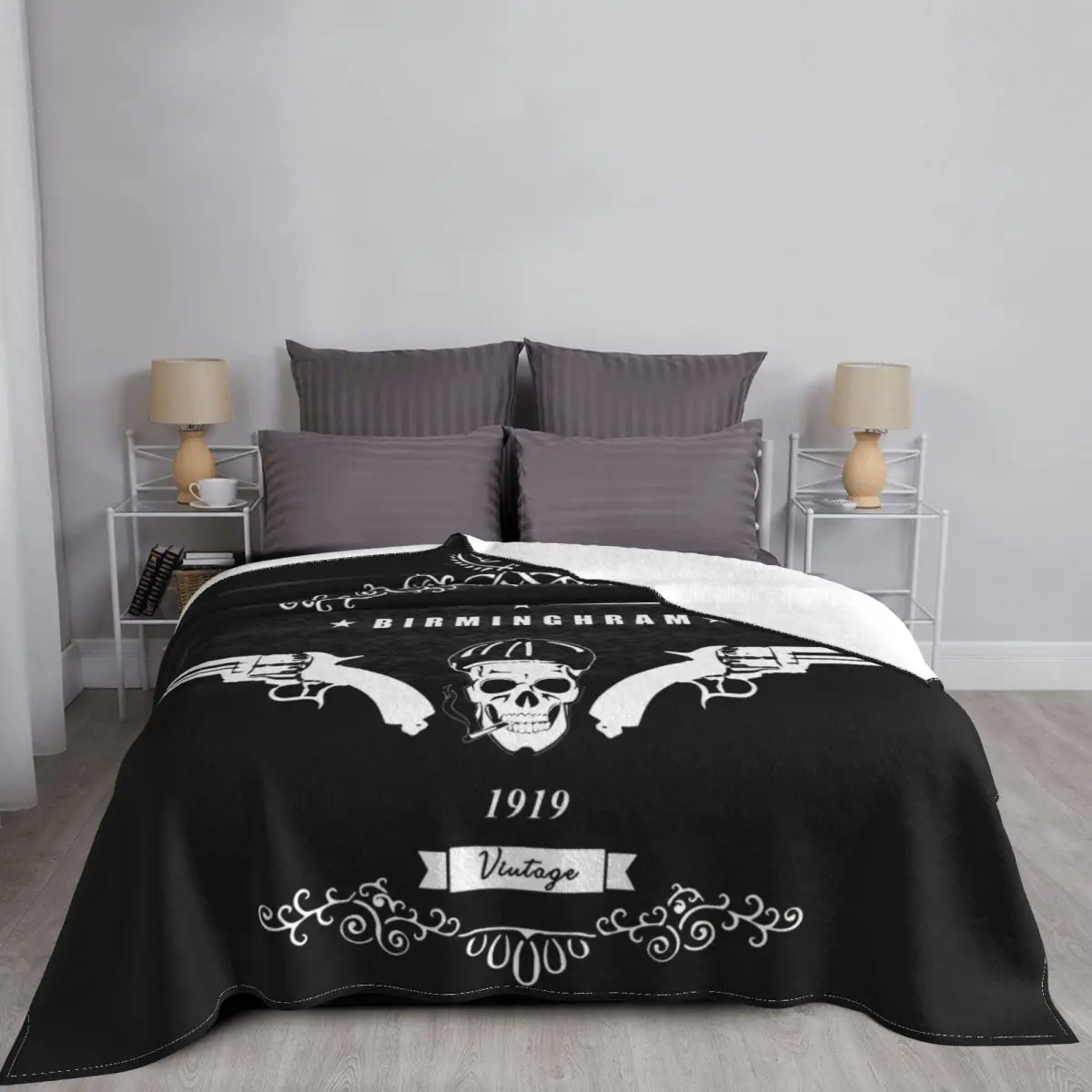 Одеяло Shelby P-Peaky с черепом и пистолетом фланелевое потрясающее теплое одеяло для