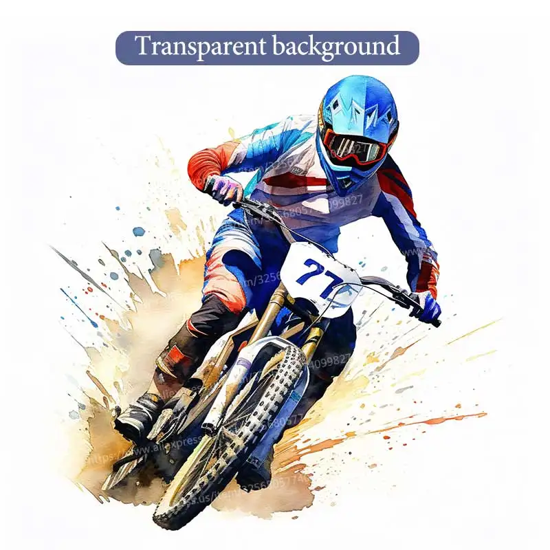 Фото Мотокросс акварель Dirt Bike Rider настенные наклейки гостиная диван фон для домашнего декора комната для мальчиков художественные наклейки наклейка M1495 №4