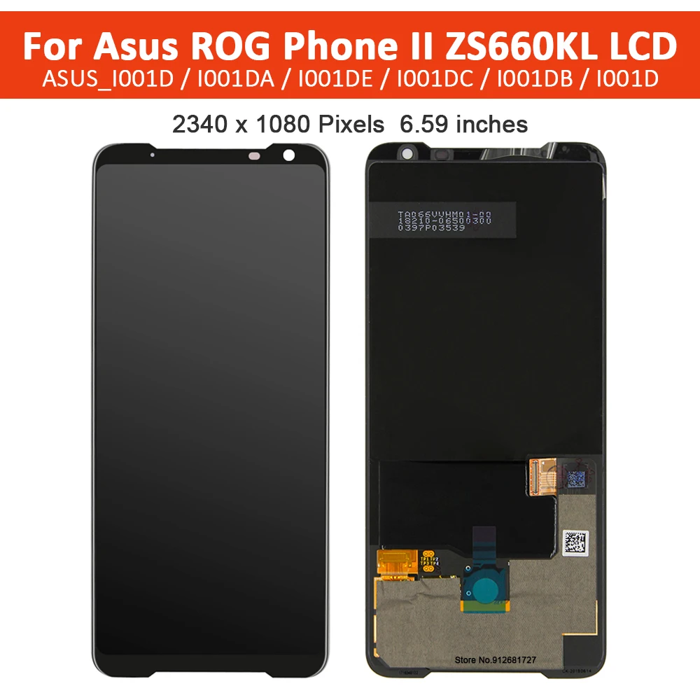 6 59 original amoled display for asus rog phone ii phone 2 zs660kl lcd display touch screen digitizer panel assembly with frame free global shipping