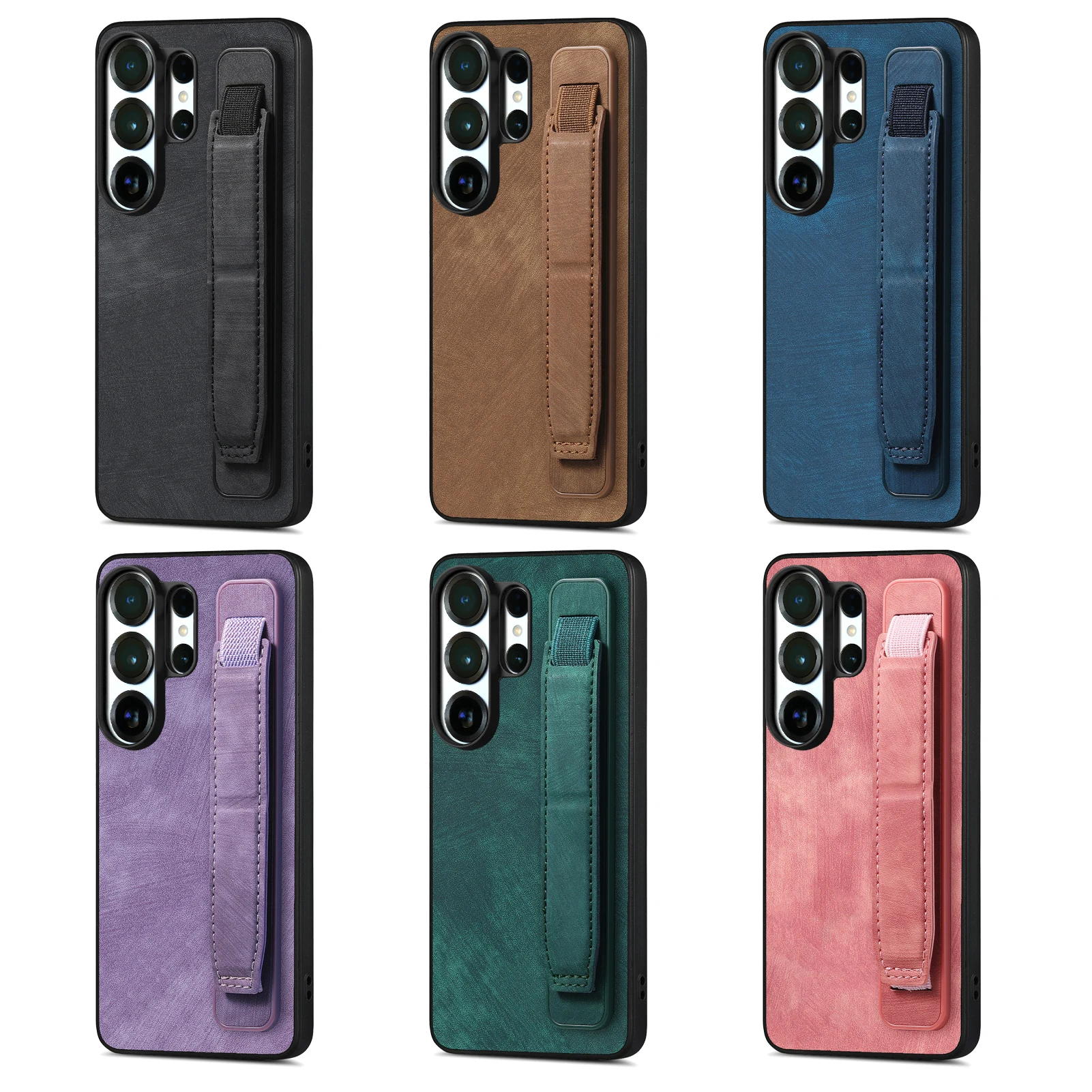 Фото Винтажный кожаный чехол для телефона с деловым браслетом для Samsung S25 Ultra S24 Plus S23 S22 A16 A26 A36 A56 A06 A17 A07 Skin Cover №3