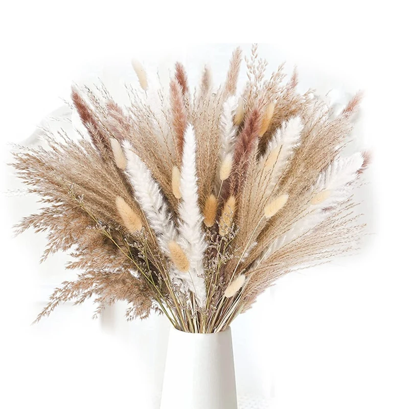 

85Pcspampas Grass Decorative Vase Home Design Arrangements, Dried Natural Pampas Grass Plants Fluffy Dried Flowers 43 Cm