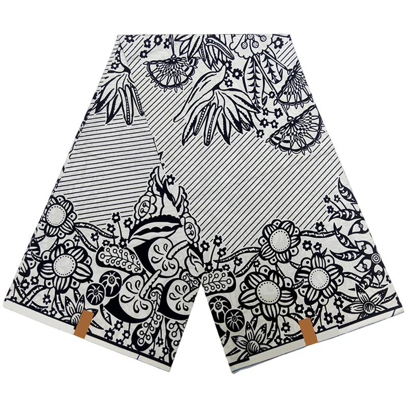 

Black&White Style 100% Cotton African Real Wax Print Batik Fabric Ankara Wax Tissu Pagne Sewing Soft Material 6 Yards/lot HS0407