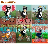 ruopoty painting by numbers kits for kids black cats animal picture handmade diy frame on canvas acrylic oil paint home decor
