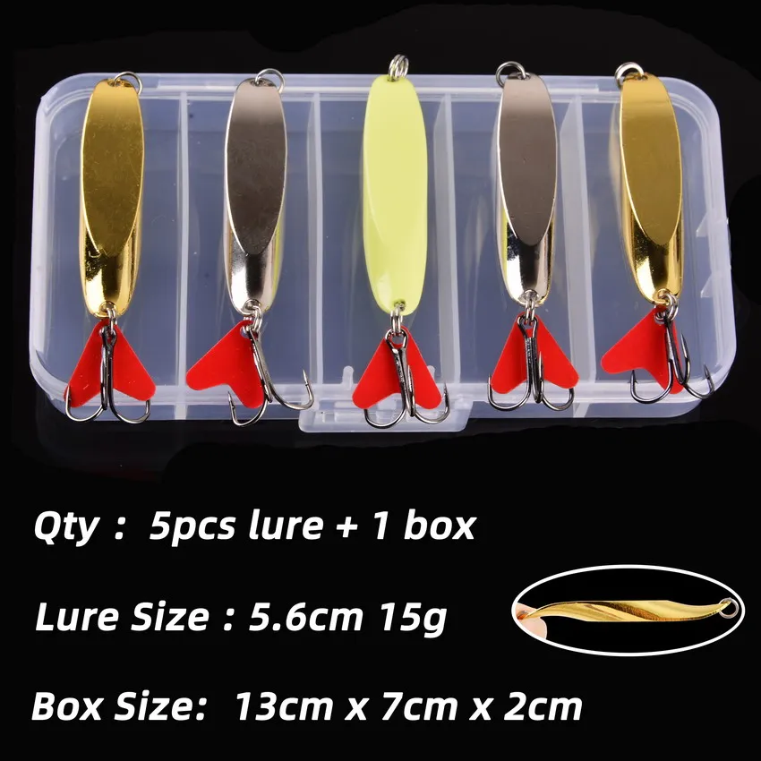 

5 шт., металлические приманки-блесны, 10 г, 15 г, 21 г