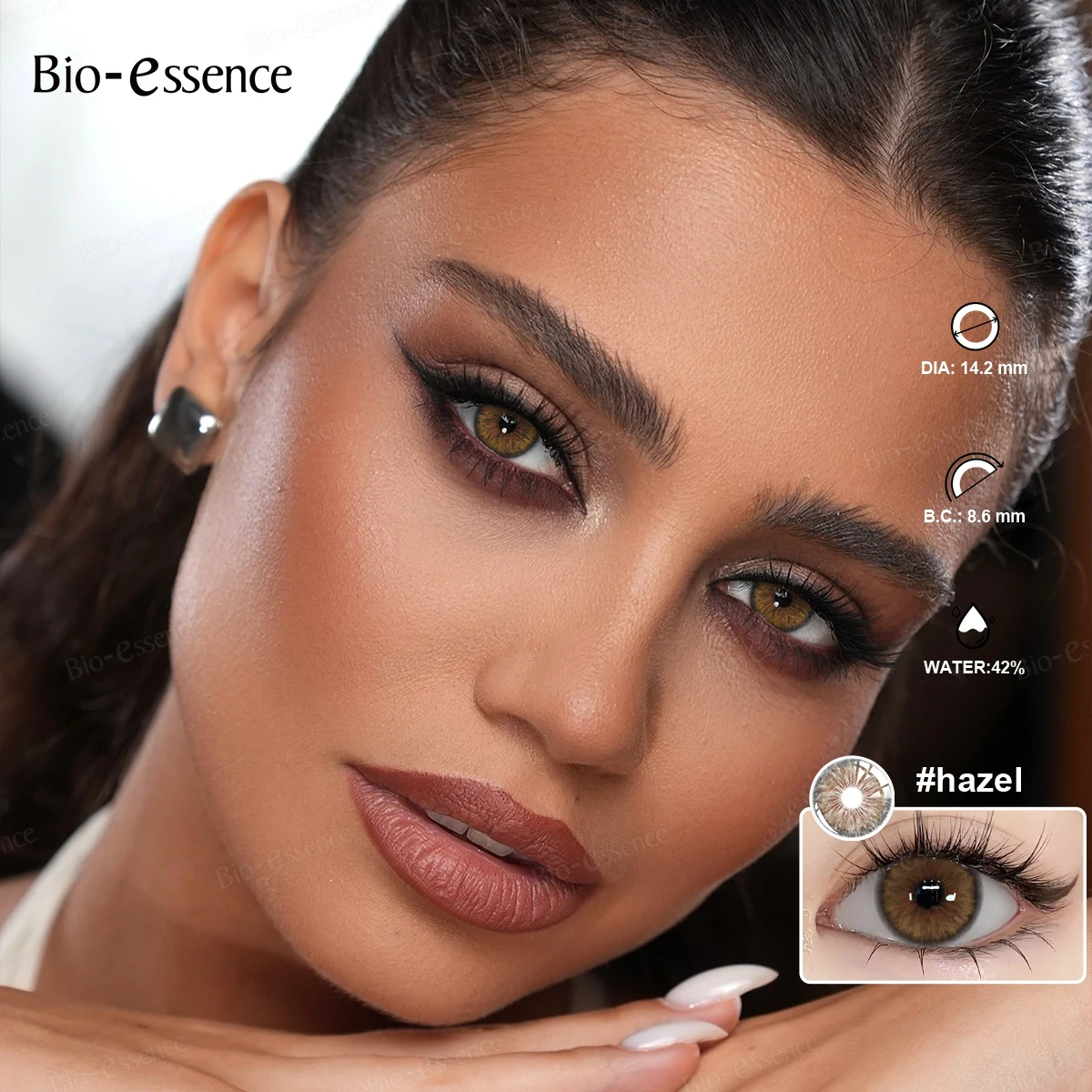 Цветные контактные линзы Bio-essence серии Cleopatra: коричневые линзы для голубых глаз, натуральные цветные линзы для макияжа глаз, косметические линзы для красоты глаз (art.: 3920da987c050) - 3920da987c050