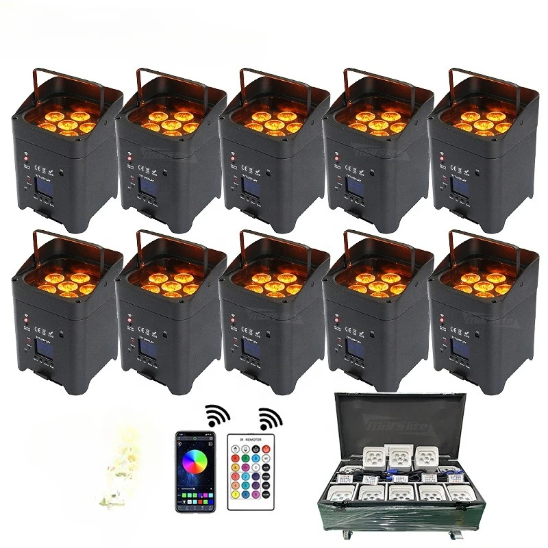 Marslite 6*18W Uplights батарея беспроводной фон RGBWA + УФ Свадьба Вечеринка Dj огни сцены Par