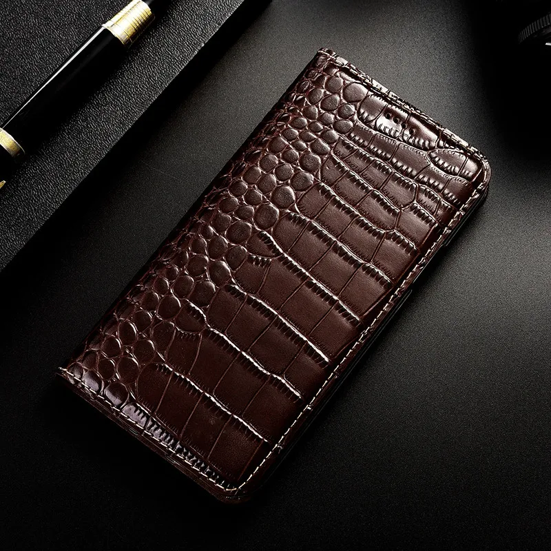 

Crocodile Genuine Leather Case For OnePlus Nord CE 2 Nord N100 N200 CE2 Lite 2T N20 Ace Racing 5G Flip Cover Mobile Phone Cases