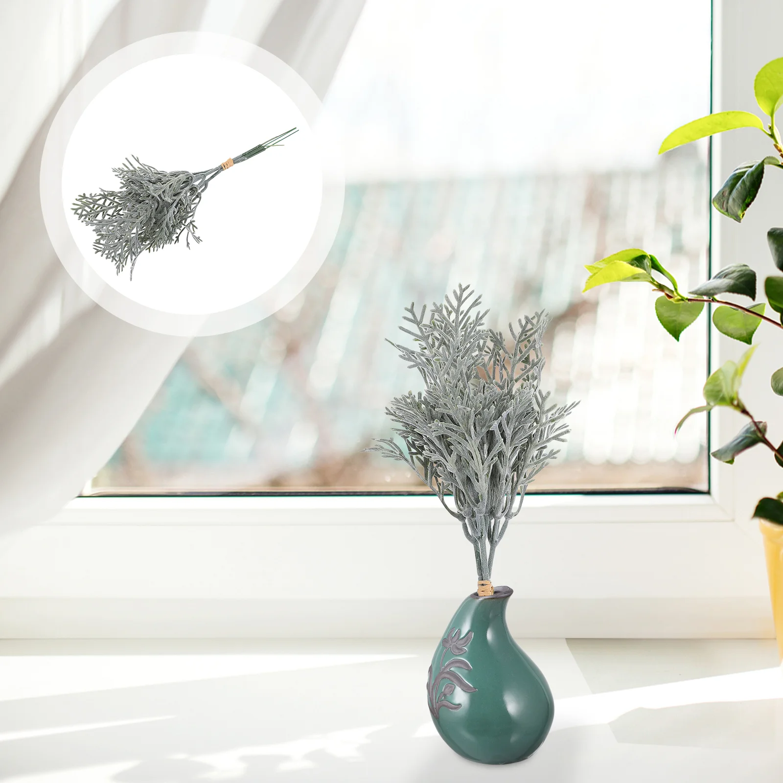 3 шт. искусственные стебли растений серебряный лист хризантема искусственный