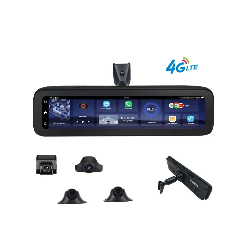 12-дюймовый сенсорный экран Android 4CH Автомобильная камера ADAS WIFI GPS-навигация Зеркало