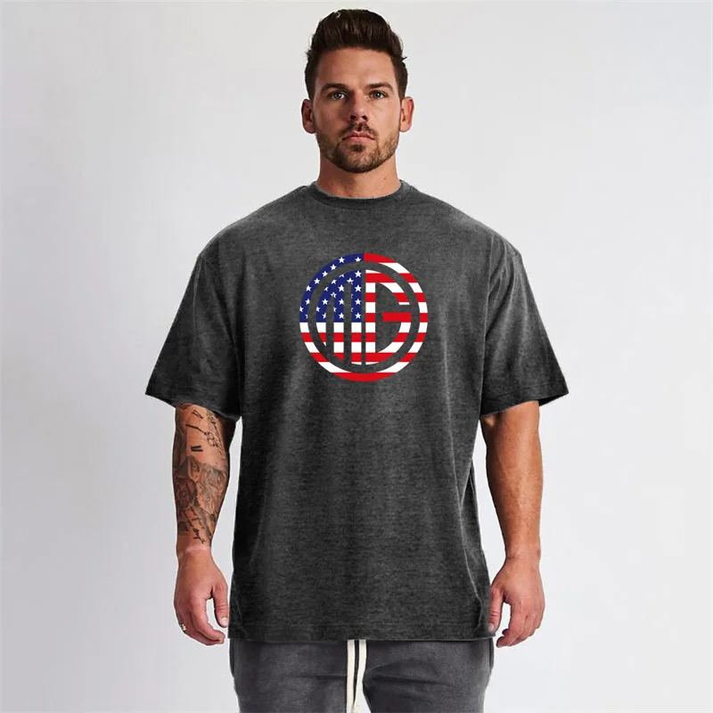 

Men Loose Oversized Breathable Cotton T-Shirt Summer Casual Cotton O Neck Short Sleeve Gym Bodybuilding Muscle Cool Feeling Tops