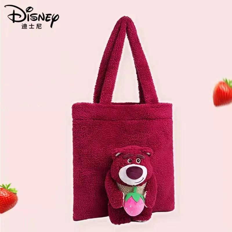 

Genuine Disney KawaiiPlush Shoulder Bag Toy Story Lotso Stuffed Cute Cartoon Strawberry Bear Handbag For Children