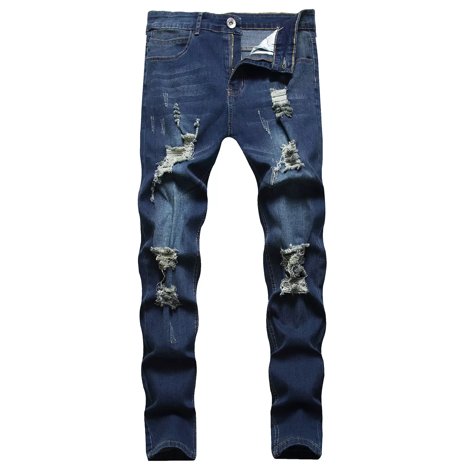 

Casual Summer Autumn Male Ripped Skinny Trousers Slim Biker Outwears Pants Sweatpants Sexy Hole Jeans Pants