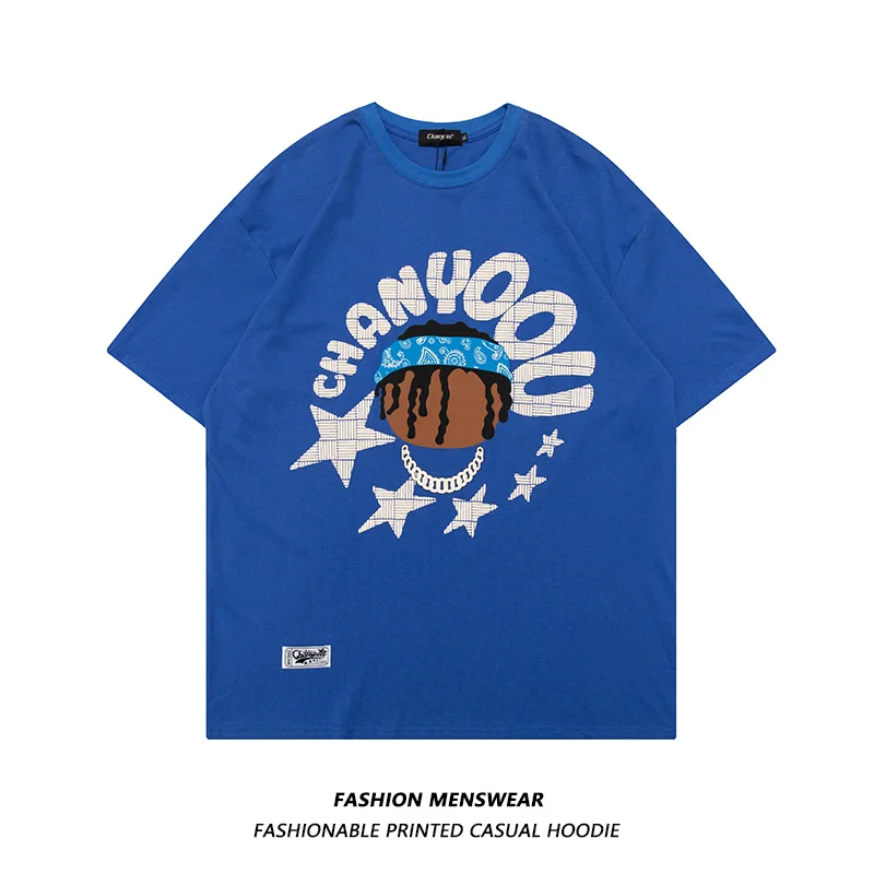 

American Style Fried Street Fashion Funny Cartoon Printed Men's and Women's 2022 Summer New Couple Versatile T-shirt