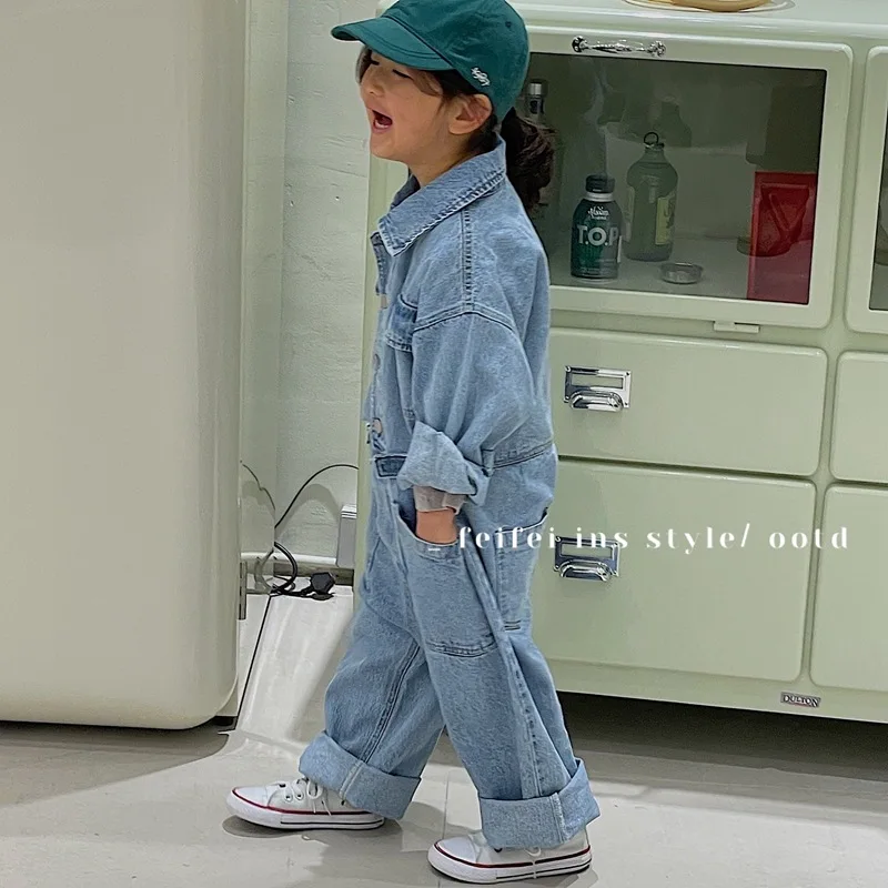 Детская одежда Новинка Весна 2020 детский джинсовый брючный комбинезон тонкий