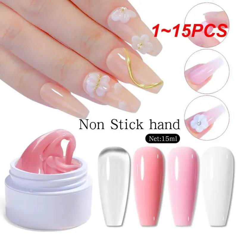 

1~15PCS ACROSS 7ml Non Stick Hand Solid Extension Nail Gel Pink White Extension Gel Rhinestone Glue Gel Easy To Operate DIY