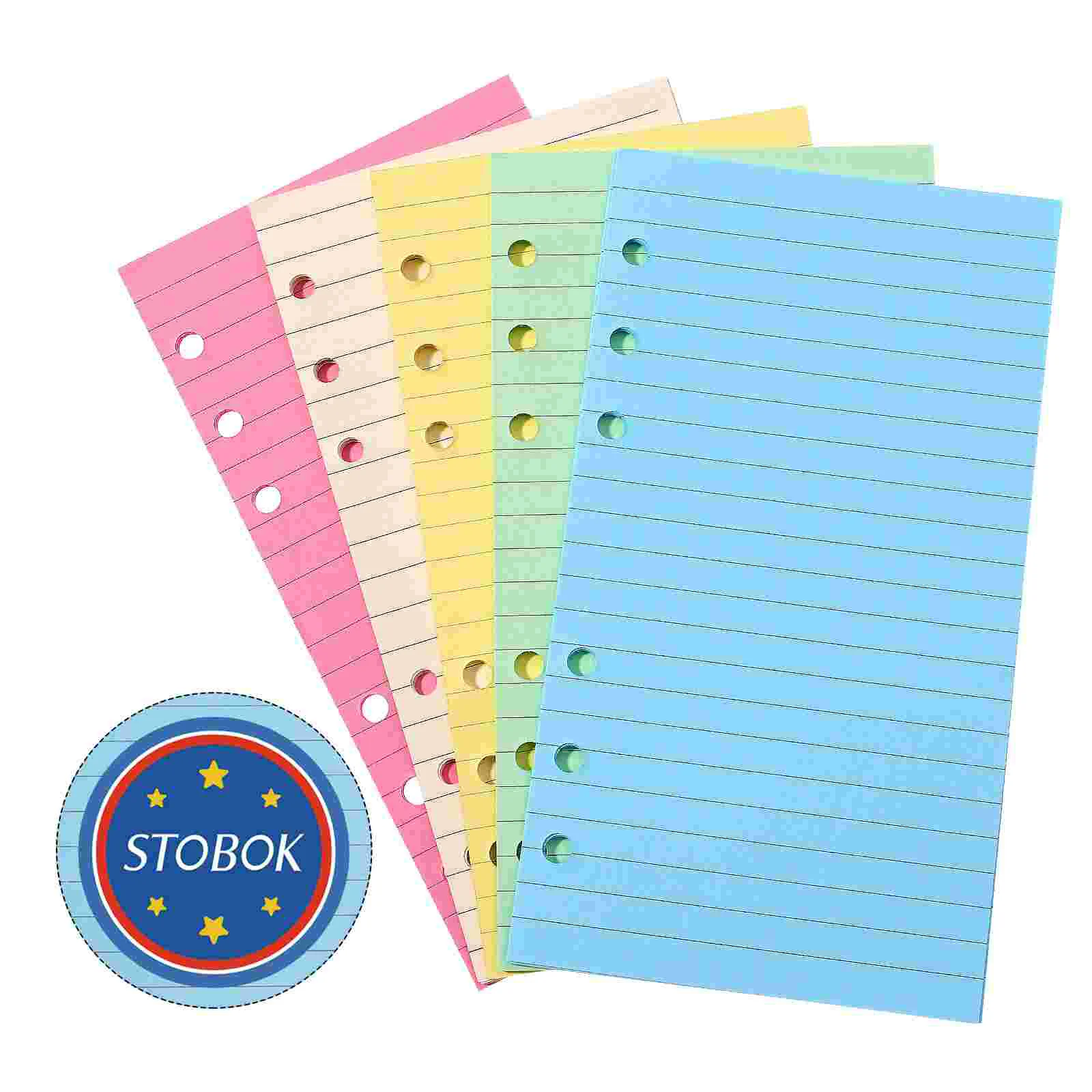 

6-Hole Paper Inserts Loose Leaf Planner Fillers Note Book Refills Colorful Lined Journal Notebook