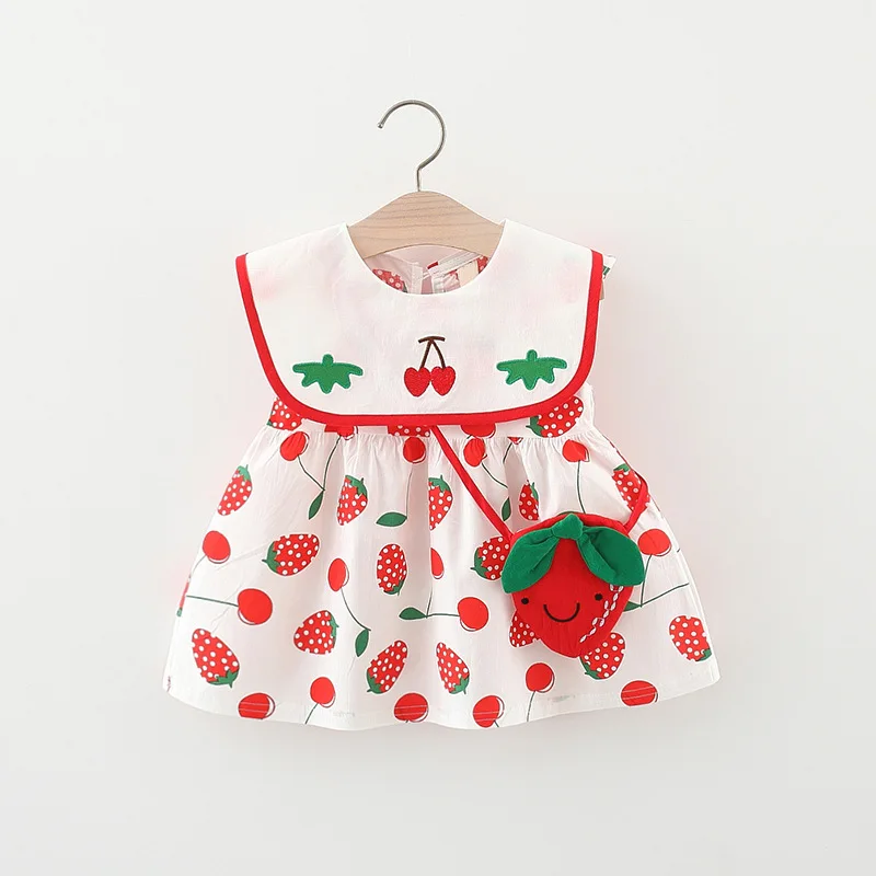

Summer Baby Girl Dress with Bag Cute Strawberry Princess Dress for Girls Newborn Infant Birthday Sundress Toddler Girl Clothes