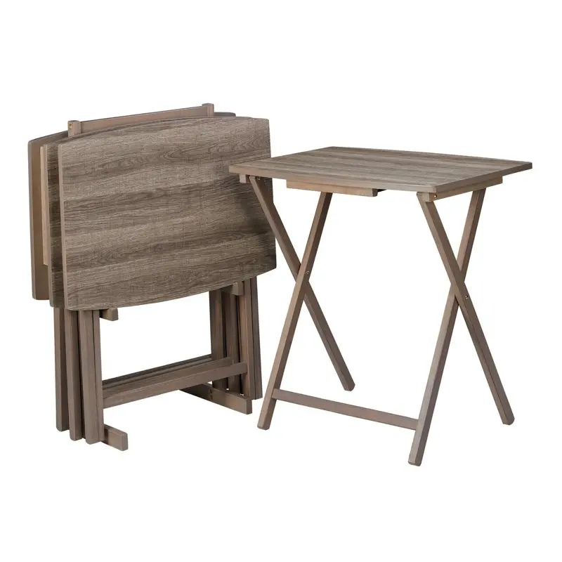 

5pc XL Oversized Tray Table Set, Rustic Grey