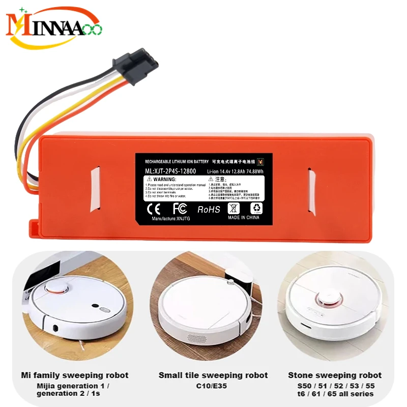 

Genuine Replacement Battery BRR-2P4S-5200D for XIAOMI 1S 1ST Roborock SDJQR01RR Sweeping Mopping Robot Vacuum Cleaner 12800mAh