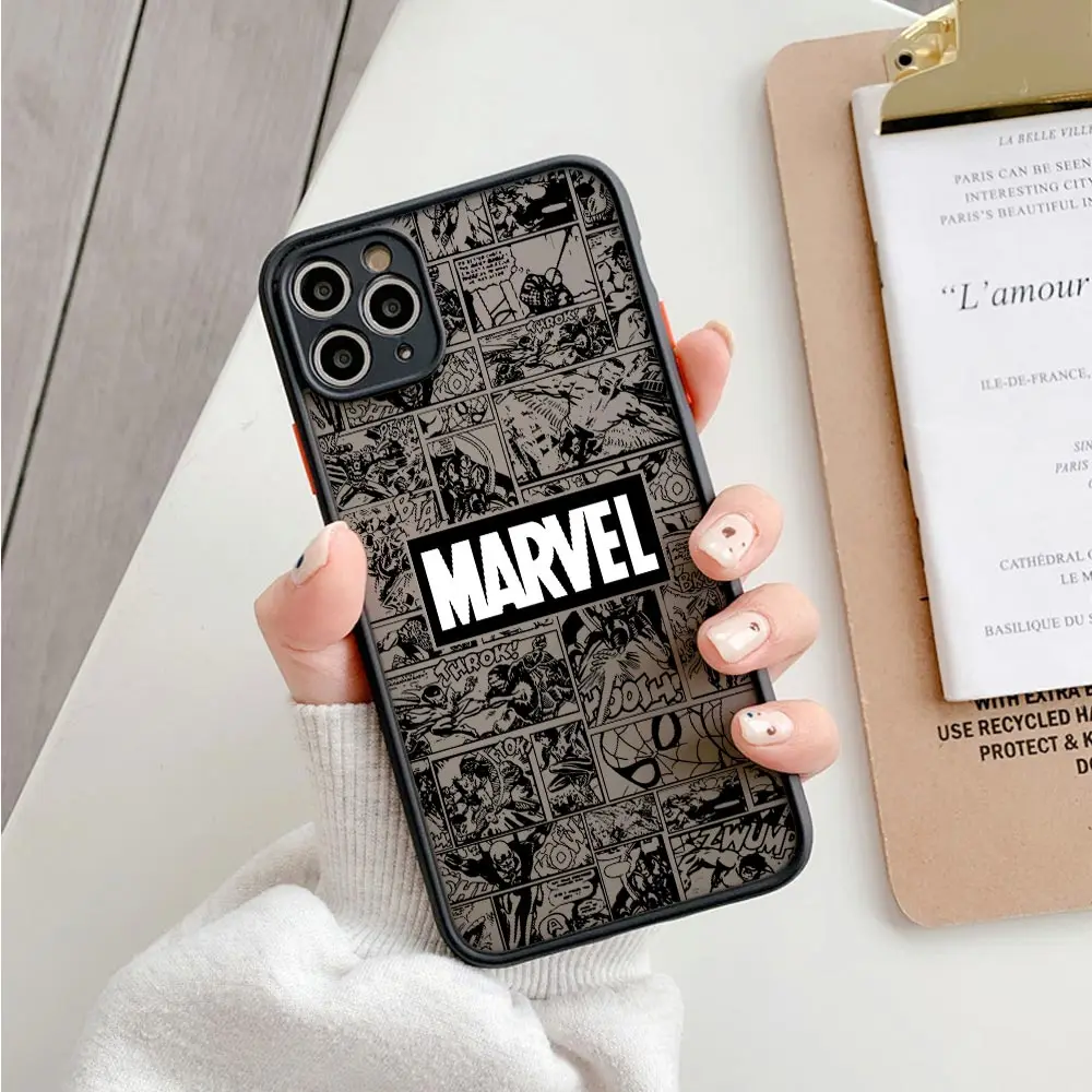Матовый полупрозрачный чехол Marvel Comics The Avengers для iPhone 17E 17 16 16E 15 14 13 12 11 Pro Max 17 Air 7 8 Plus XS Armor Cover (art.: 3920da67112ae) - 3920da67112ae