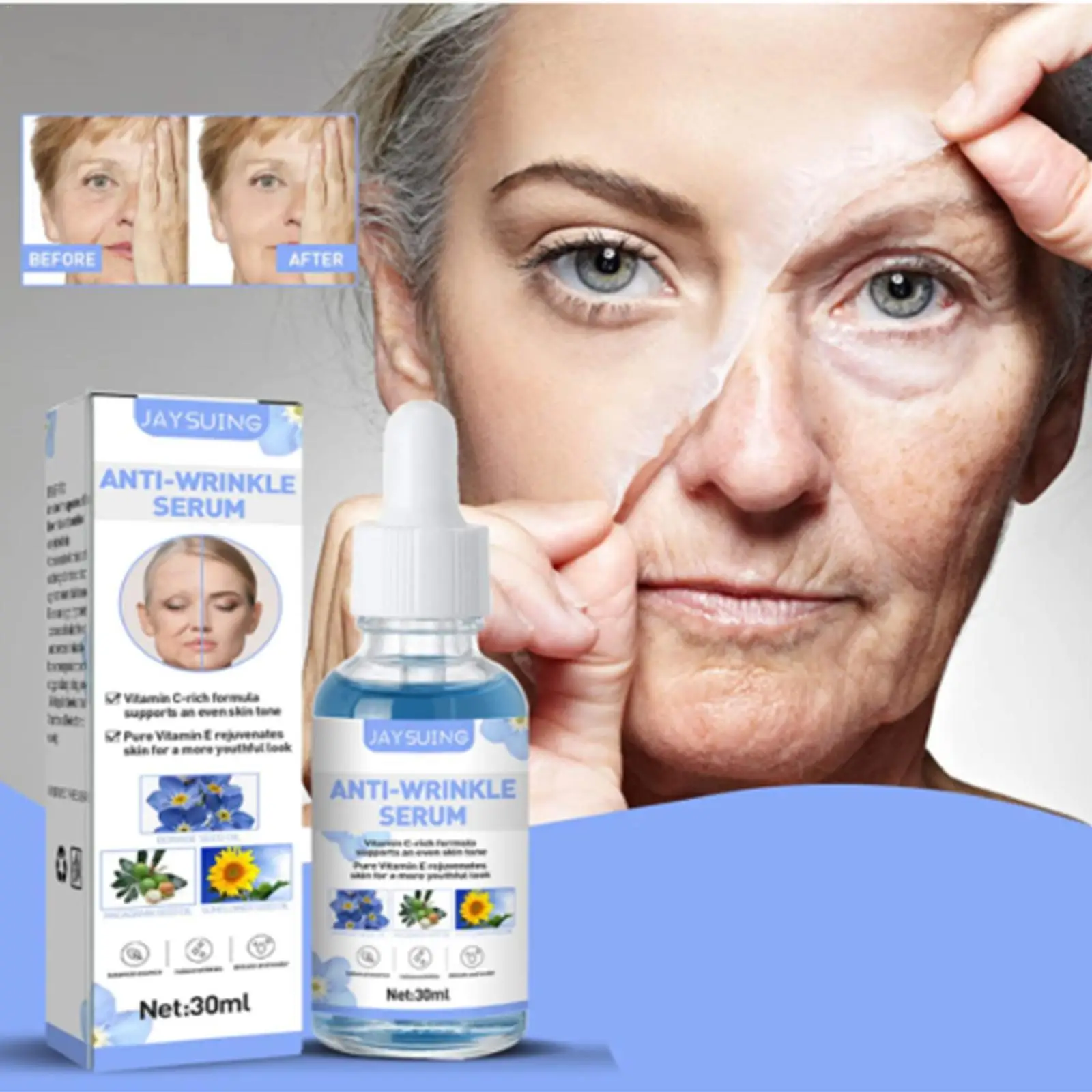 

30ml Anti-Aging Serum Face Serum Firm Moisturize Tender Skin Smoothes Fine Lines Wrinkles Borage Seed Oil Skin Care Products