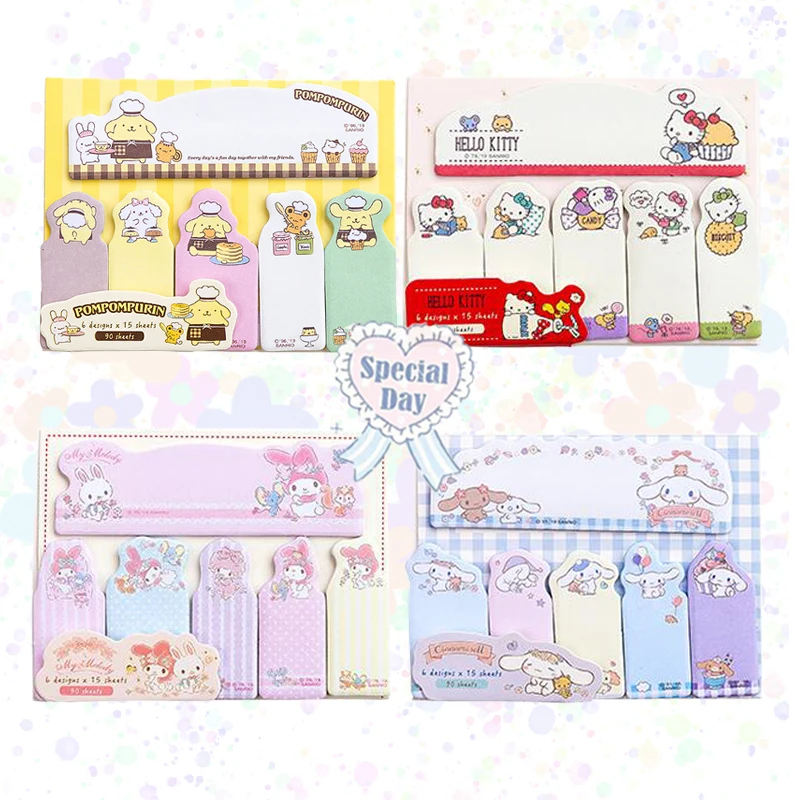 

PINK Kawaii Cartoon Sticky Note My Melody Cinnamoroll Purin Dog Anime Book Index Stickers Easy Bookmark Handbook Notes Cute Gift