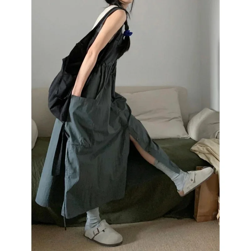 Повседневная рабочая одежда джинсовая юбка на подтяжках комплект без рукавов