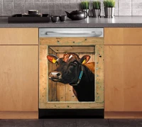kitchen decor cow dishwasher magnet sticker farm animal home cabinets stickers funny design magnetic cover decorative fridge