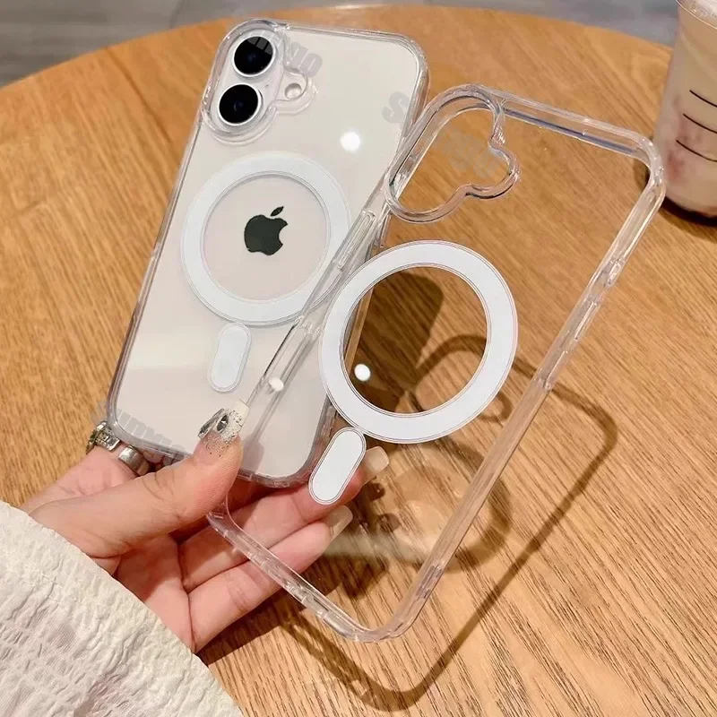 Магнитный Прозрачный чехол для iPhone 16 15 14 13 12 11 Pro Max