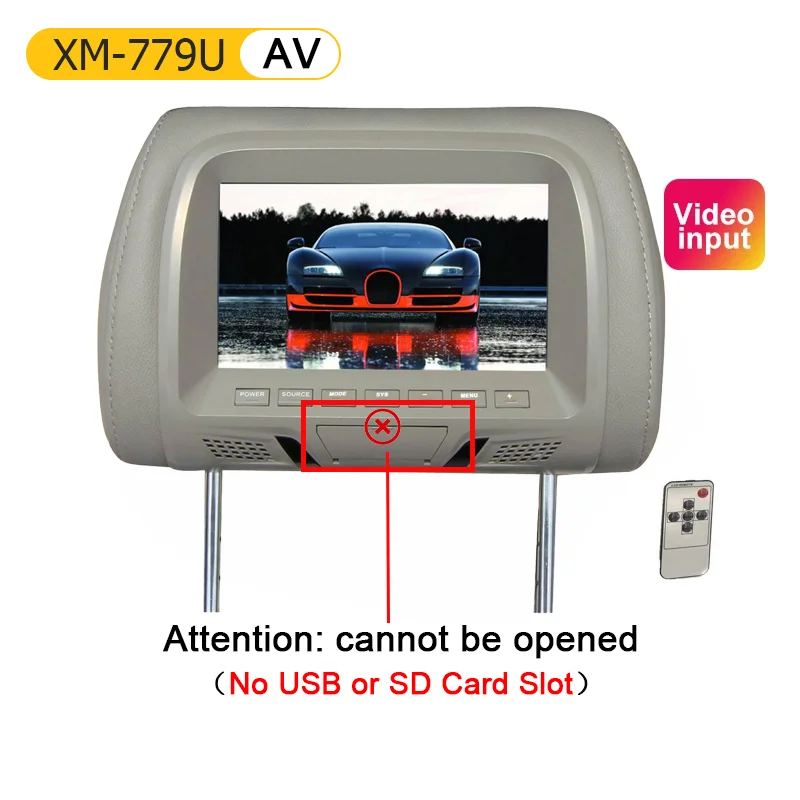 

Универсальный автомобильный монитор на подголовнике, 7-дюймовый ЖК-экран, подушка на заднее сиденье для MP4, MP5, DVD-плеер, поддержка AV/USB/SD/FM/наушников/Bluetooth