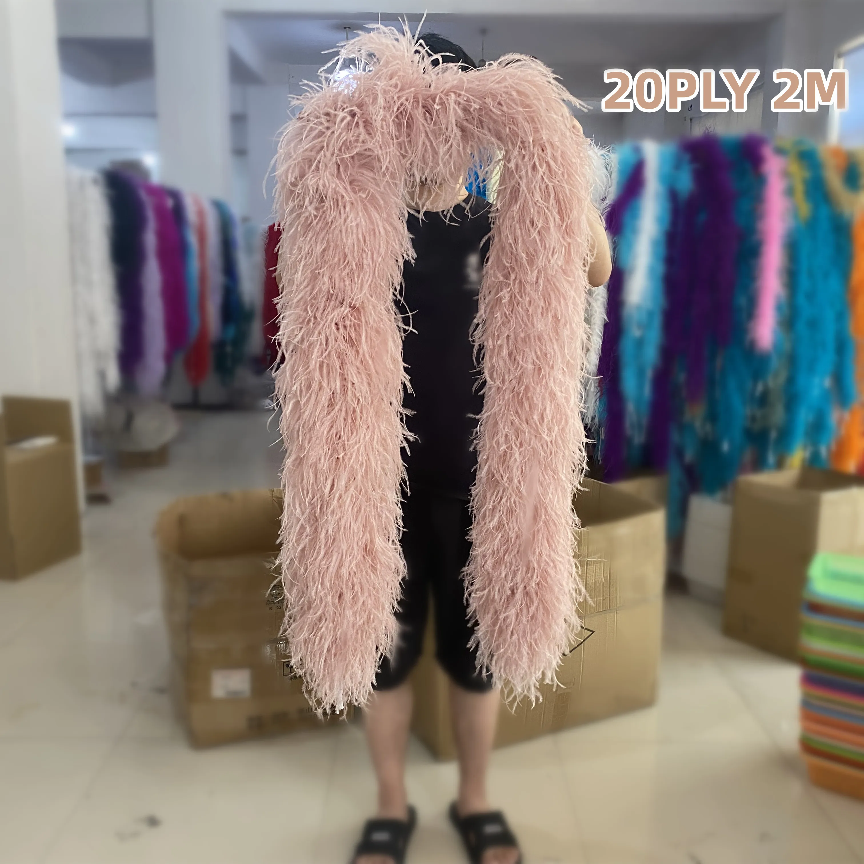 

1 to 20Ply Thick Soft Boa Natural Ostrich Feathers boa Trims for Party Clothing Decoration plume shawl 2 meter customized