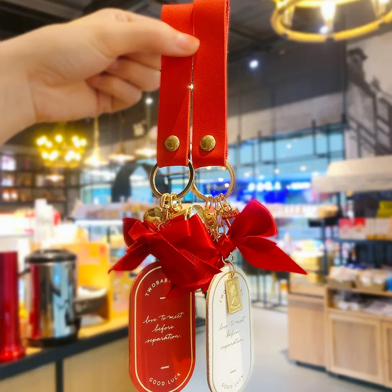 Симпатичный роскошный кожаный брелок с бантом модный бронзирующий