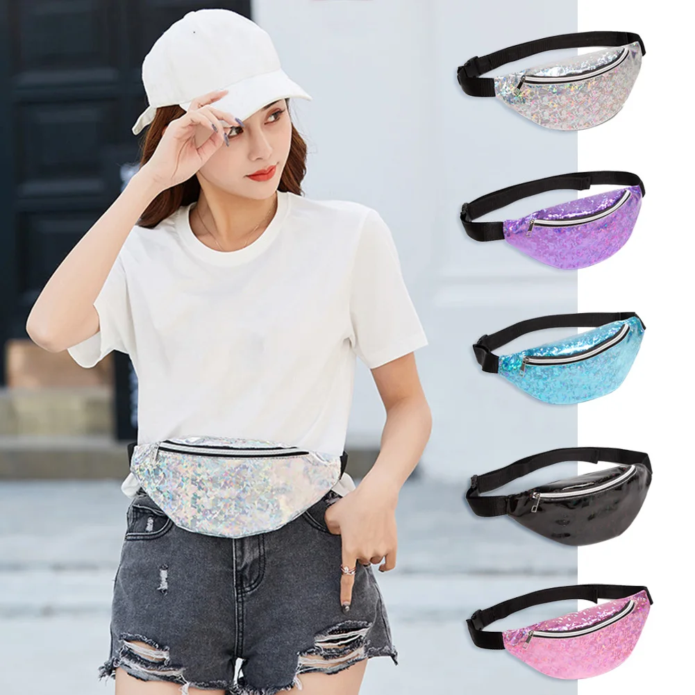

Fashion Laser Fanny Waist Bag Women PU Leather Sport Casual Chest Phone Pouch Zipper Female Girls Streetwear Crossbody Pack