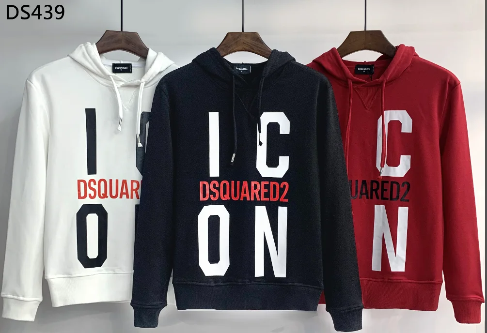 

DSQ Brand Fashion Sweatshirt Autumn and Winter Print Men's Hoodie Sweater Hooded Italian Men's Pullover Red Hoodie Couple Shirt