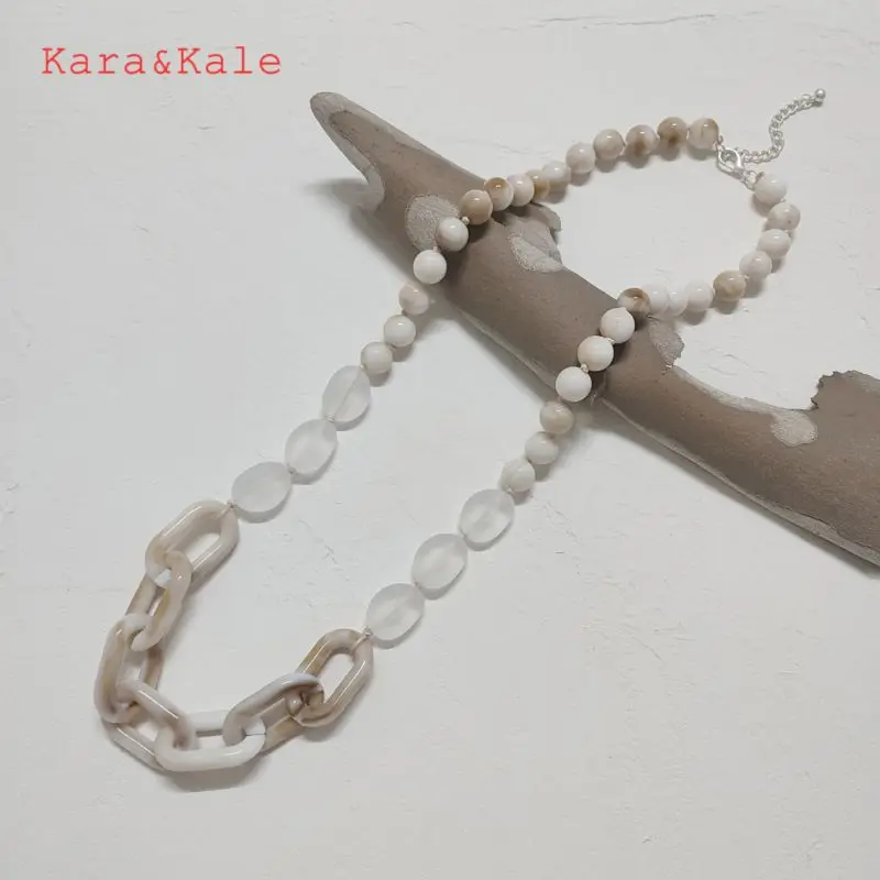 Женское Ожерелье каре и Кале, из акриловых бусин, бежевое, ручной работы