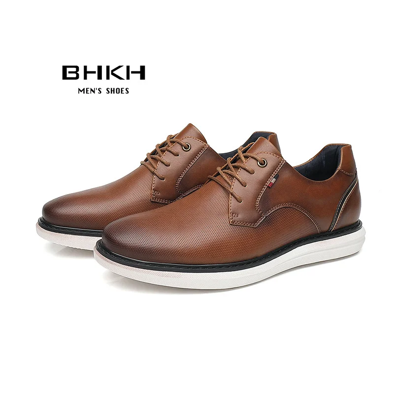 

2023 Spring/Summer New Men Shoes Comfy Luxury Brand Men Casual Shoes Lace Up Business Style Dress Shoes BHKH Men Shoes