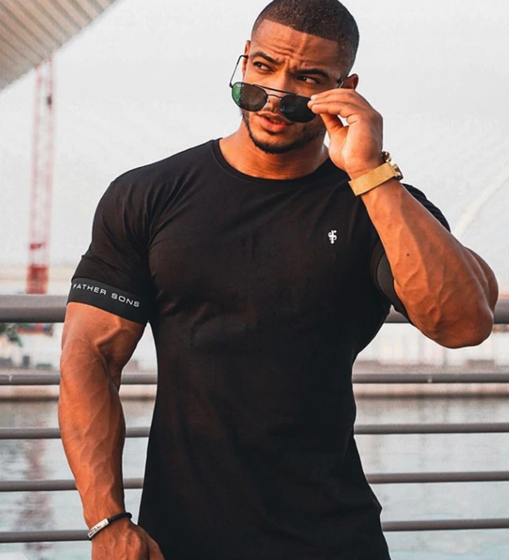 2022 new Shirt Men Short Sleeve Workout Gym T-Shirt Cotton Loose Running Fitness Tops Streetwear Hip-Hop Sport Tees Clothing |
