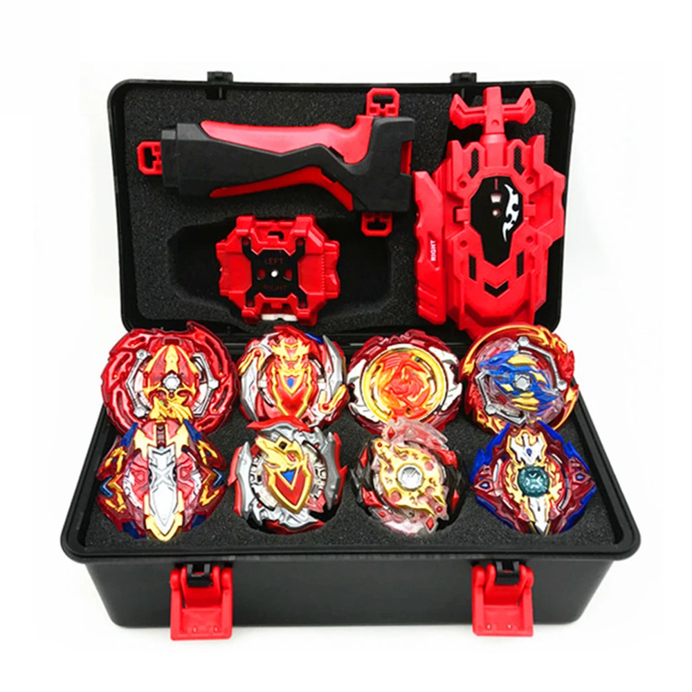 

Волчок Beyblades Burst с гироскопом из металлического сплава с чехлом для инструментов, пусковое устройство с двухсторонним захватом с рулем Red Devils 12 шт./комплект