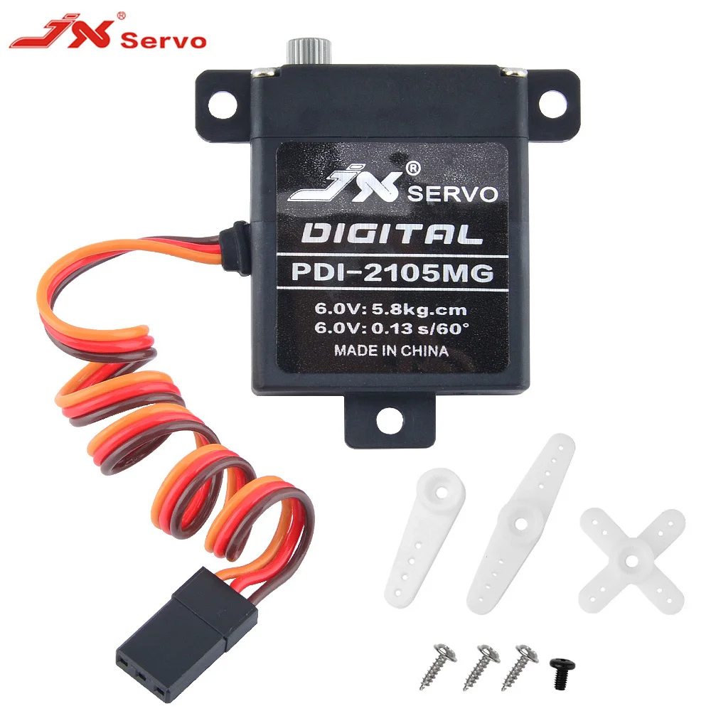 

JX 21g Metal Gear Servo Motor PDI-2105MG 5.8KG Large Torque Digital Servos for RC Fix-wing Airplane Aircraft Helicopter Car Part